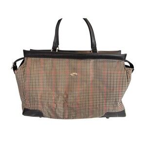 Vintage Diane Von Furstenberg Plaid Weekender Travel Bag 20” Overnight Tote